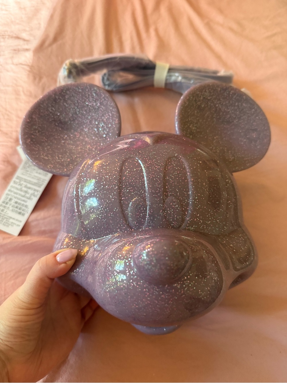Loungefly Disney’s Mickey Head Iridescent Purple Glitter Crossbody Bag